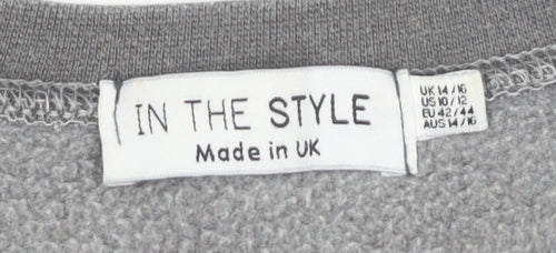 In The Style Womens Grey Christmas Sweatshirt UK 14/16 Crew Neck