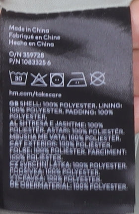 H&M Womens Grey Puffer Coat Size 8 Long Hooded Winter Jacket