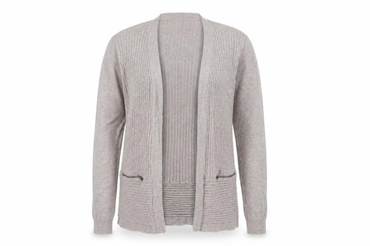 Front view of Debenhams Women’s Beige Cardigan, size UK 12, Long Sleeve Knit