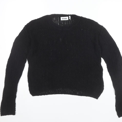 Weekday Womens Black Pullover Jumper Size S Crew Neck Knit