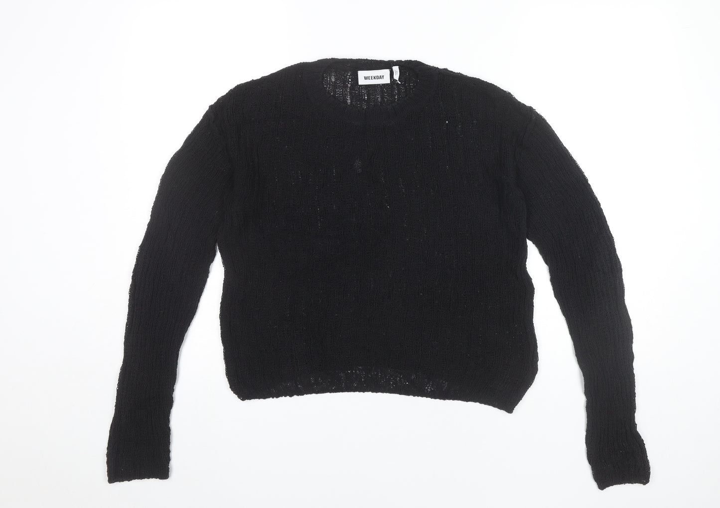 Weekday Womens Black Pullover Jumper Size S Crew Neck Knit