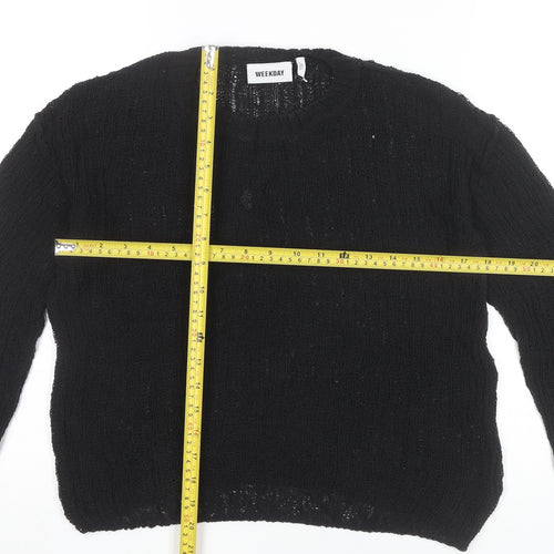 Weekday Womens Black Pullover Jumper Size S Crew Neck Knit
