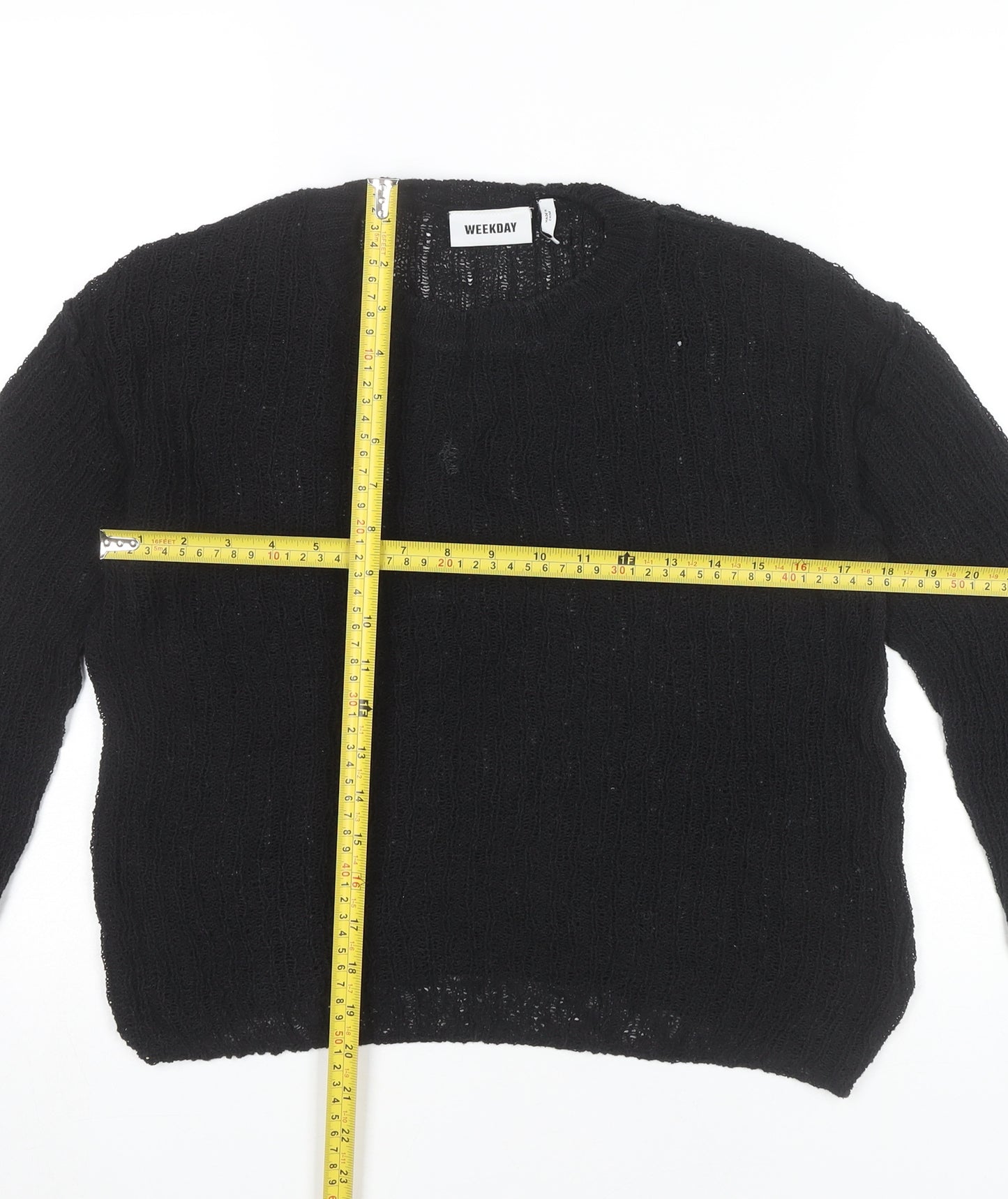 Weekday Womens Black Pullover Jumper Size S Crew Neck Knit