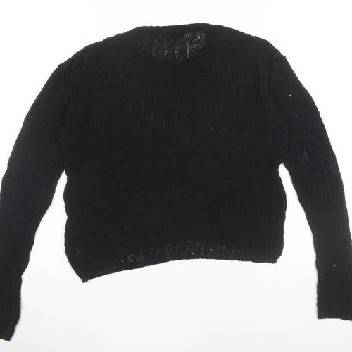 Weekday Womens Black Pullover Jumper Size S Crew Neck Knit