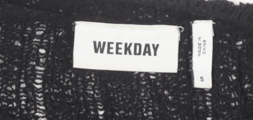 Weekday Womens Black Pullover Jumper Size S Crew Neck Knit