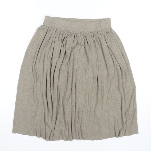 Zara Women’s Beige Pleated Knit Knee Length Skirt Size 12
