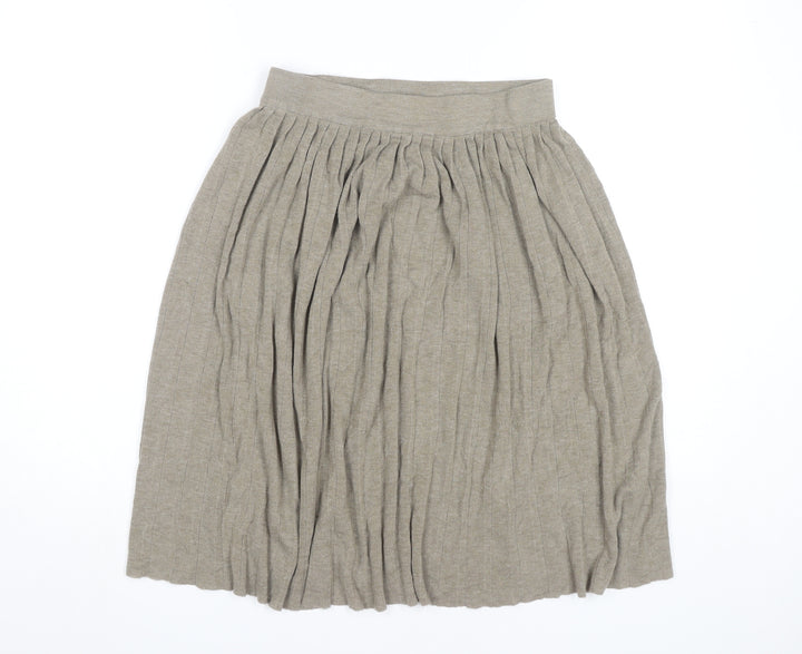 Zara Women’s Beige Pleated Knit Knee Length Skirt Size 12