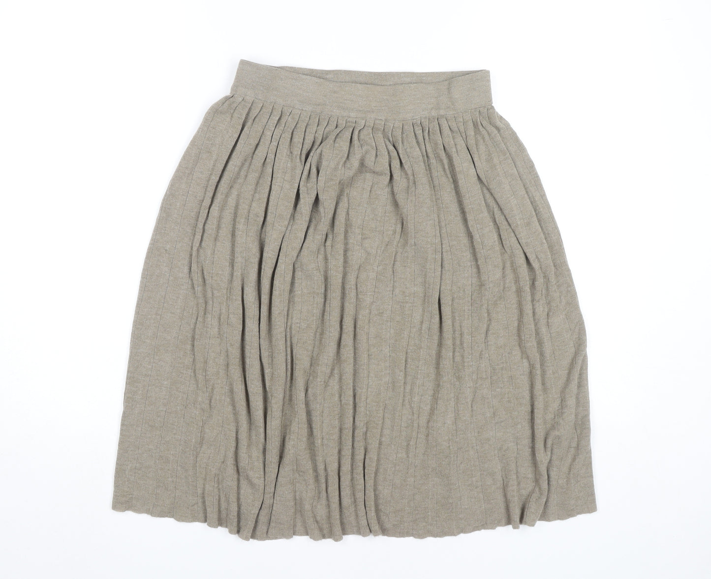 Zara Women’s Beige Pleated Knit Knee Length Skirt Size 12