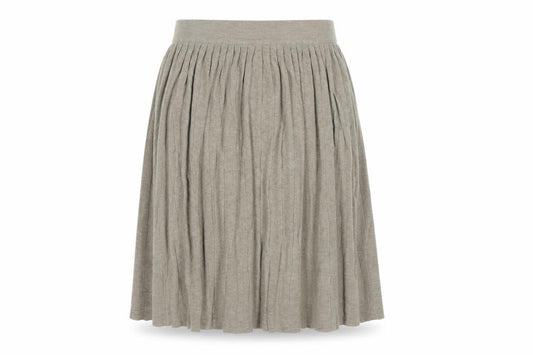 Front view of Zara Women’s Beige Pleated Knit Knee Length Skirt, size UK 12