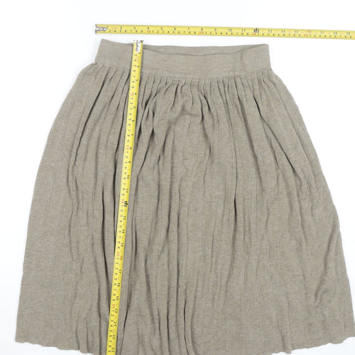 Zara Women’s Beige Pleated Knit Knee Length Skirt Size 12