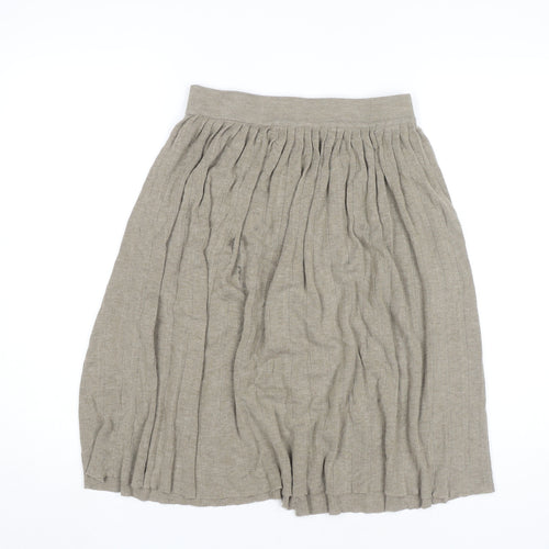 Zara Women’s Beige Pleated Knit Knee Length Skirt Size 12
