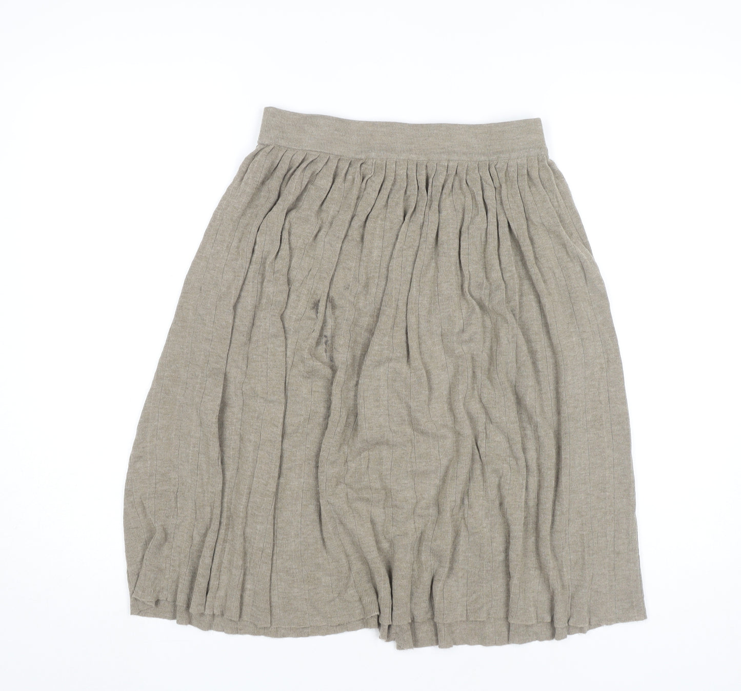 Zara Women’s Beige Pleated Knit Knee Length Skirt Size 12
