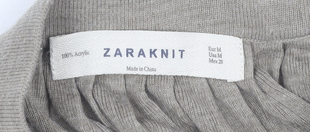 Zara Women’s Beige Pleated Knit Knee Length Skirt Size 12
