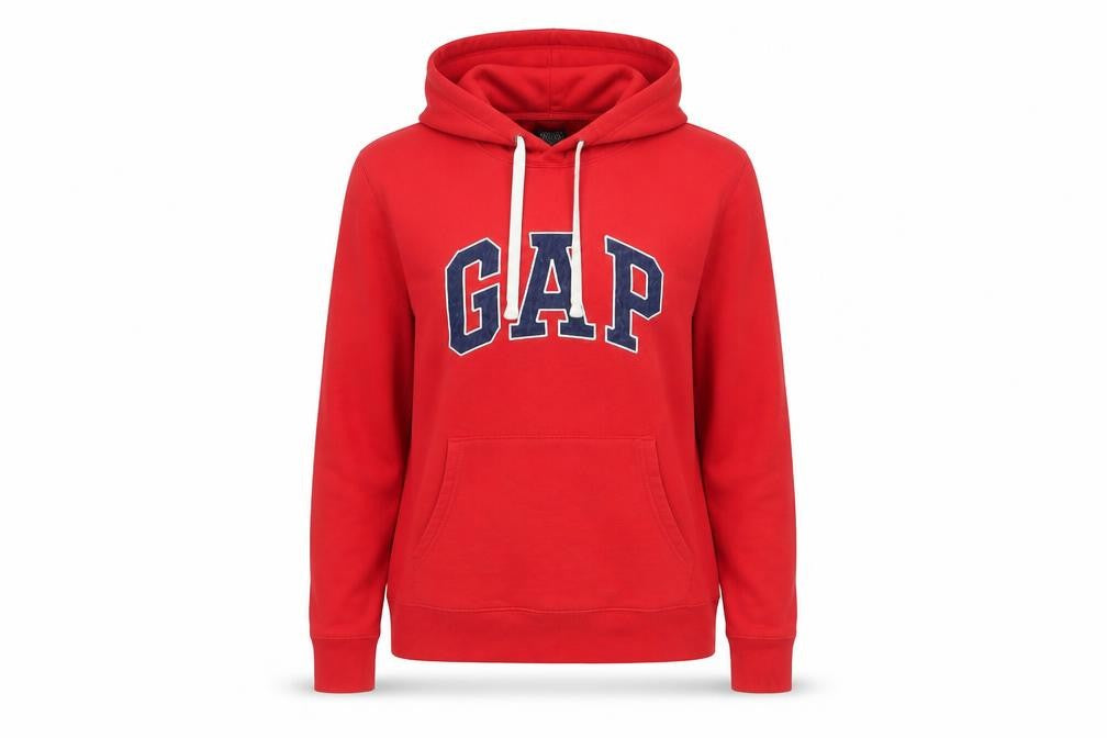 Front view of Gap Women’s Red Pullover Hoodie Small Regular Fit Logo