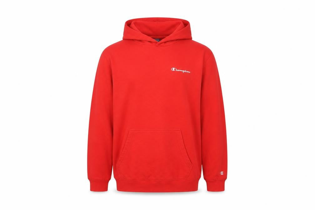 Front view of Champion Men’s Red Pullover Hoodie L Regular Fit Sportswear