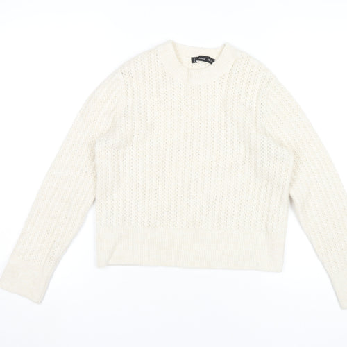 MNG Women’s Ivory Cable-Knit Pullover Jumper Size S