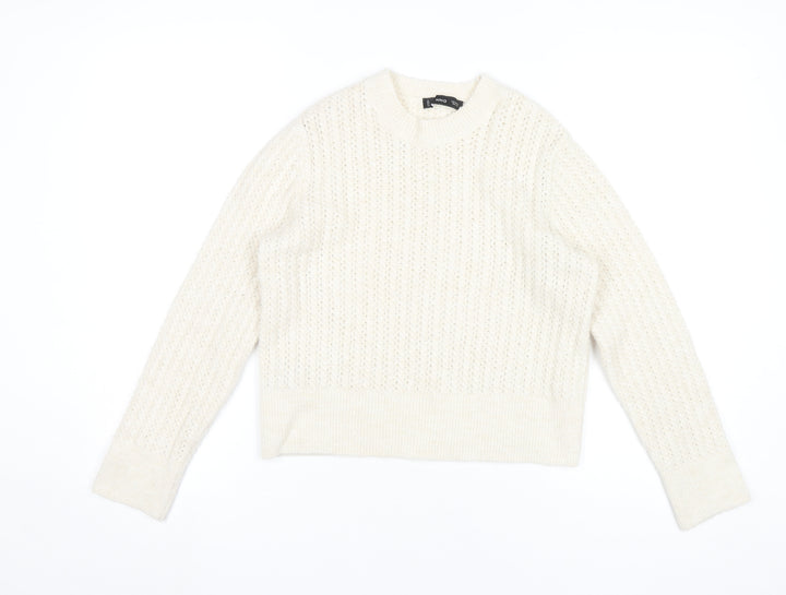 MNG Women’s Ivory Cable-Knit Pullover Jumper Size S