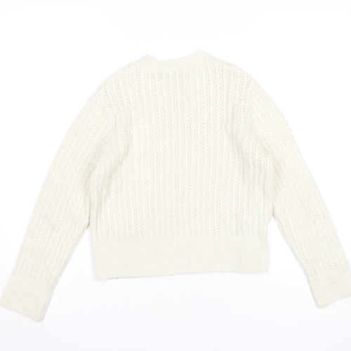 MNG Women’s Ivory Cable-Knit Pullover Jumper Size S