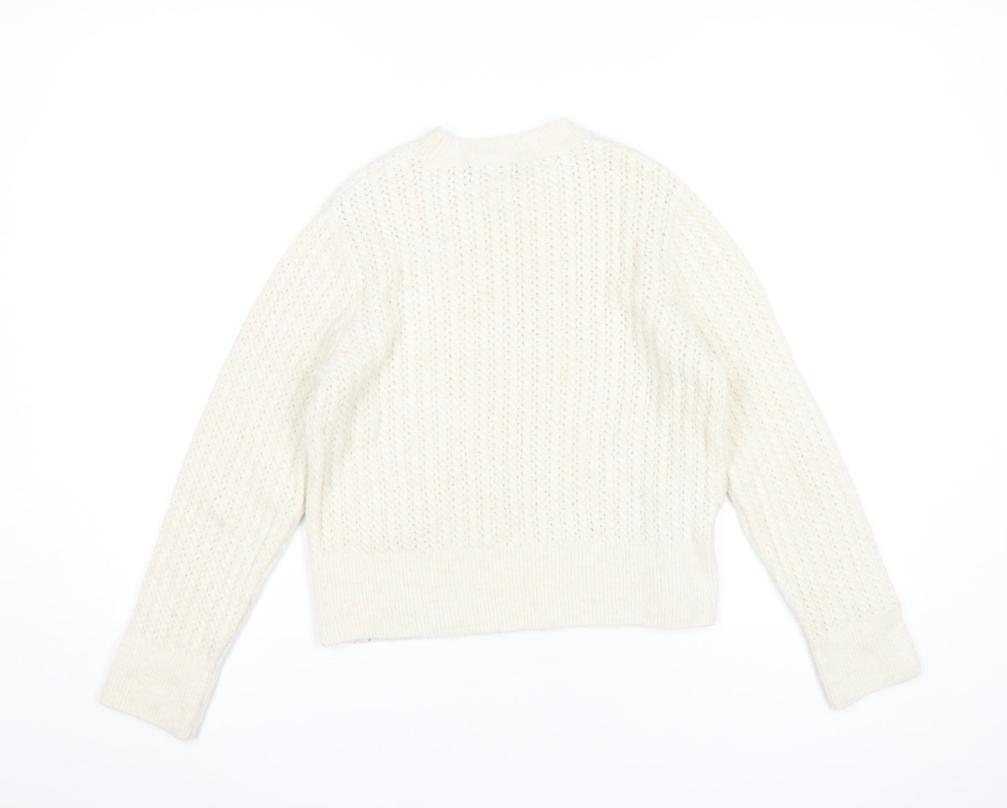 MNG Women’s Ivory Cable-Knit Pullover Jumper Size S