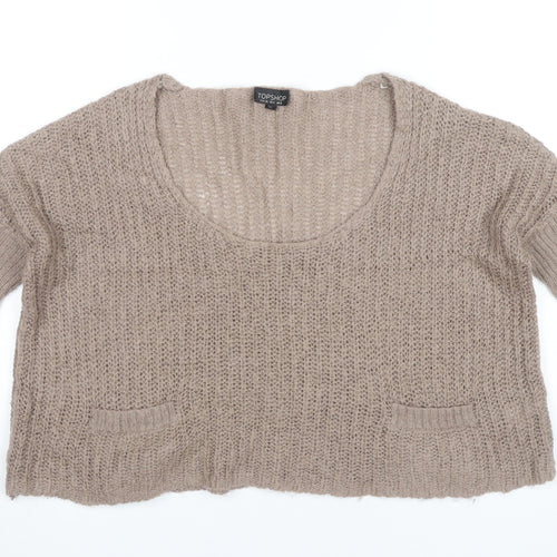 Topshop Women’s Beige Mohair Blend Open Knit Jumper Size 8