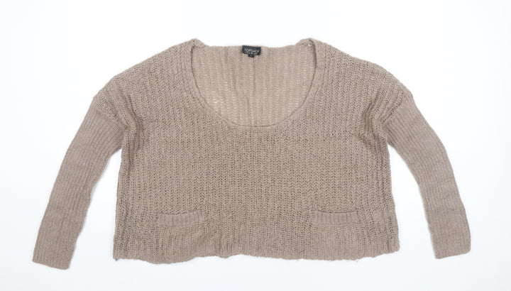 Topshop Women’s Beige Mohair Blend Open Knit Jumper Size 8