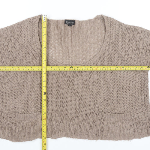 Topshop Women’s Beige Mohair Blend Open Knit Jumper Size 8