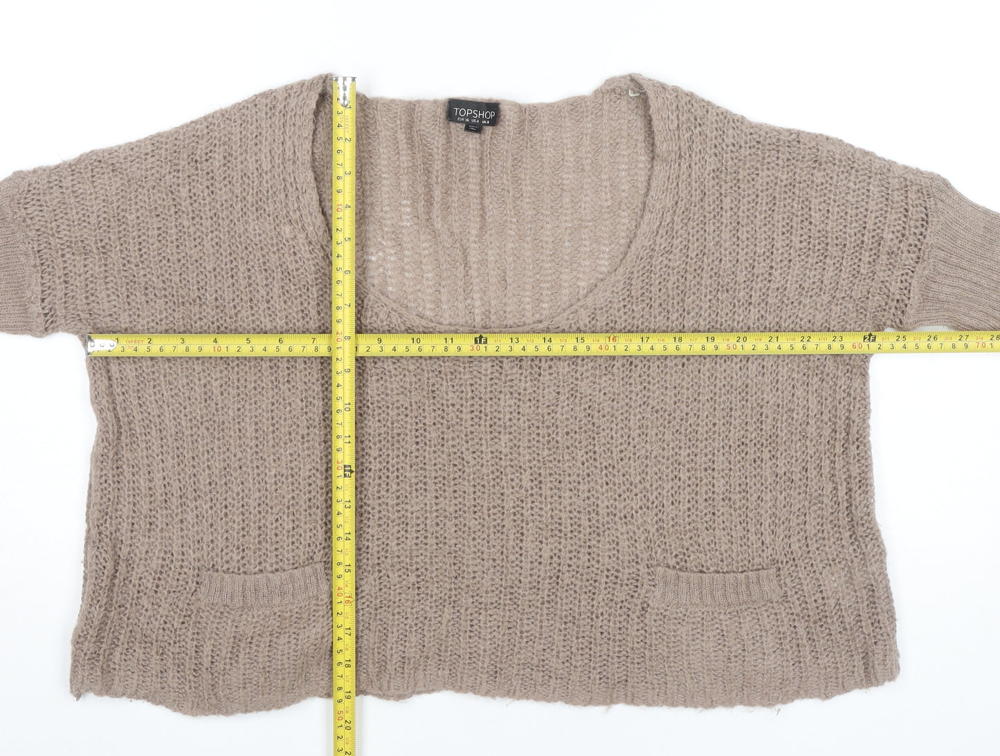 Topshop Women’s Beige Mohair Blend Open Knit Jumper Size 8
