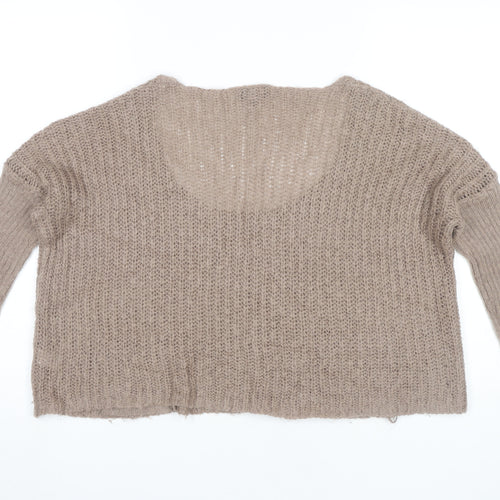 Topshop Women’s Beige Mohair Blend Open Knit Jumper Size 8