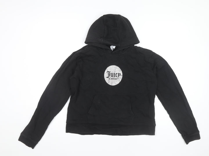 Juicy Couture Girls Black Pullover Hoodie 15-16 Years Logo Print