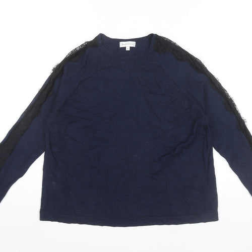 Warehouse Womens Blue Lace Accent Pullover Jumper UK 14
