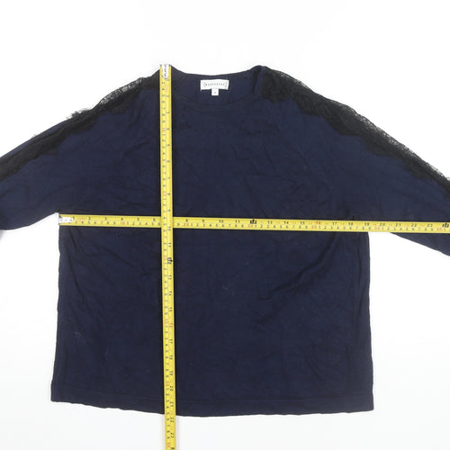 Warehouse Womens Blue Lace Accent Pullover Jumper UK 14
