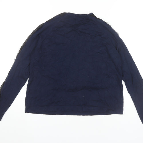 Warehouse Womens Blue Lace Accent Pullover Jumper UK 14