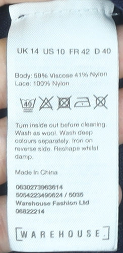 Warehouse Womens Blue Lace Accent Pullover Jumper UK 14