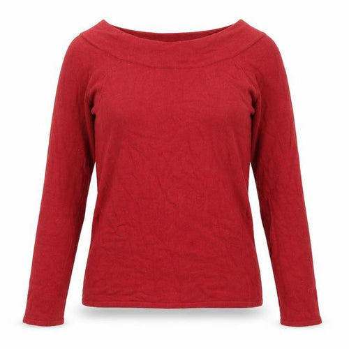 Susan Bristol Womens Red Boat Neck Angora Wool Blend Jumper Size S
