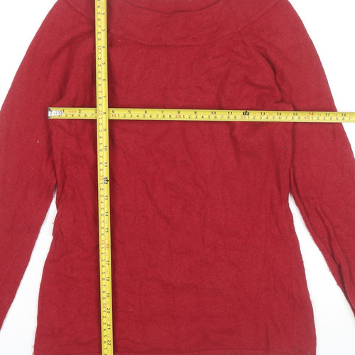 Susan Bristol Womens Red Boat Neck Angora Wool Blend Jumper Size S