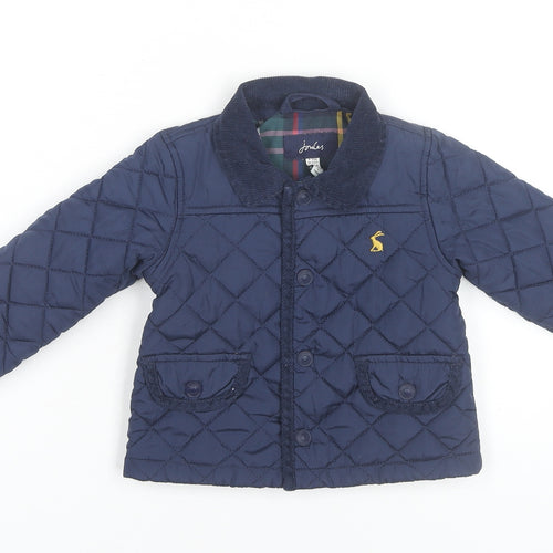 Joules Unisex Baby Blue Quilted Jacket 9-12 Months Polyester Casual