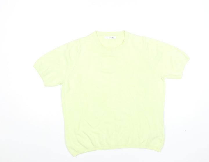 Marks and Spencer Women Green Size 14 Acrylic Short Sleeve T-Shirt