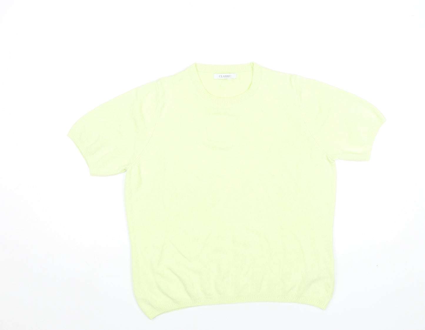Marks and Spencer Women Green Size 14 Acrylic Short Sleeve T-Shirt