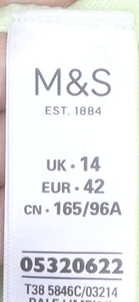 Marks and Spencer Women Green Size 14 Acrylic Short Sleeve T-Shirt