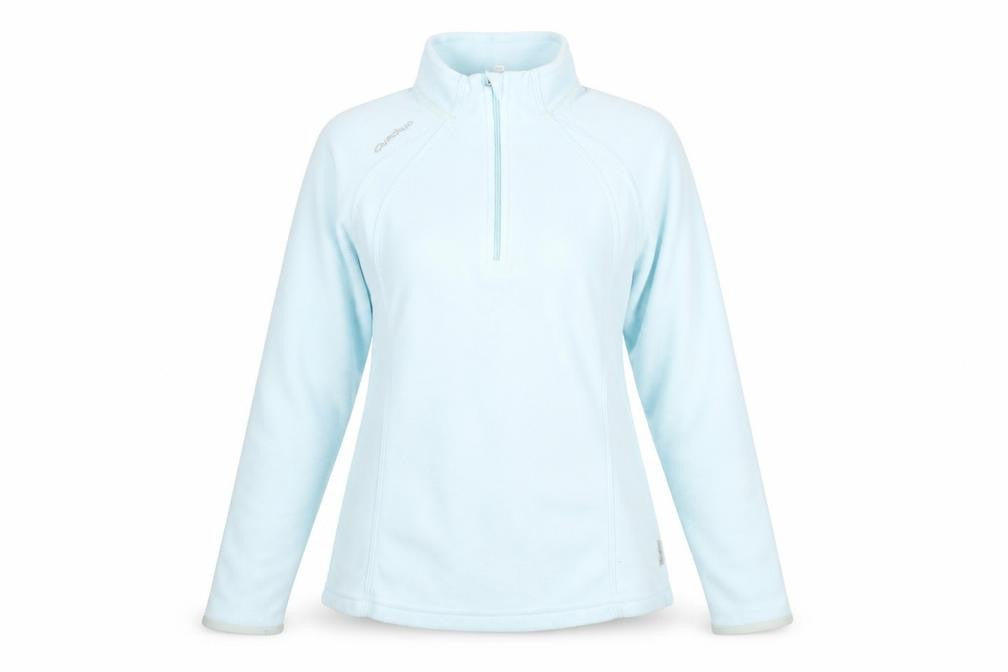 Front view of Decathlon Women’s Blue Fleece Sweatshirt, size M, 1/4 Zip Pullover