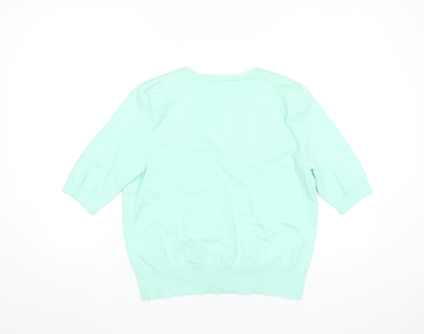 M&Co Womens Green Sequin V-Neck Cardigan Size 14