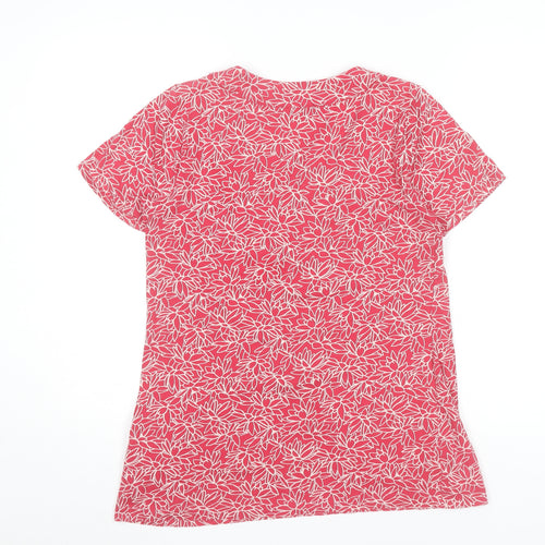 Dash Womens Red Floral Cotton T-Shirt UK 10 Short Sleeve
