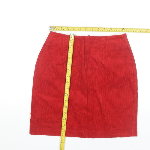 Next Women Red Corduroy Pencil Skirt Size 8 Knee Length