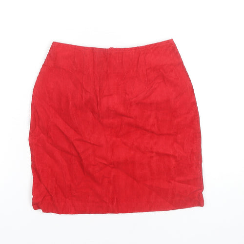 Next Women Red Cotton Corduroy Pencil Skirt Size 8