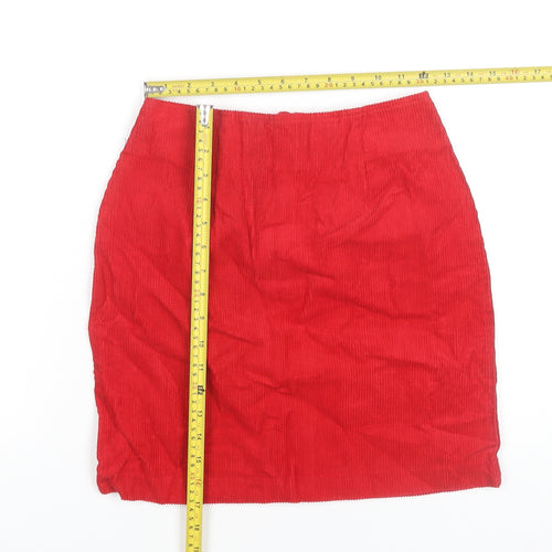 Next Women Red Cotton Corduroy Pencil Skirt Size 8