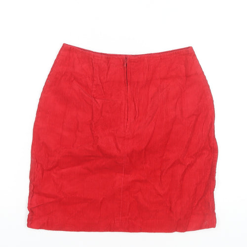 Next Women Red Cotton Corduroy Pencil Skirt Size 8