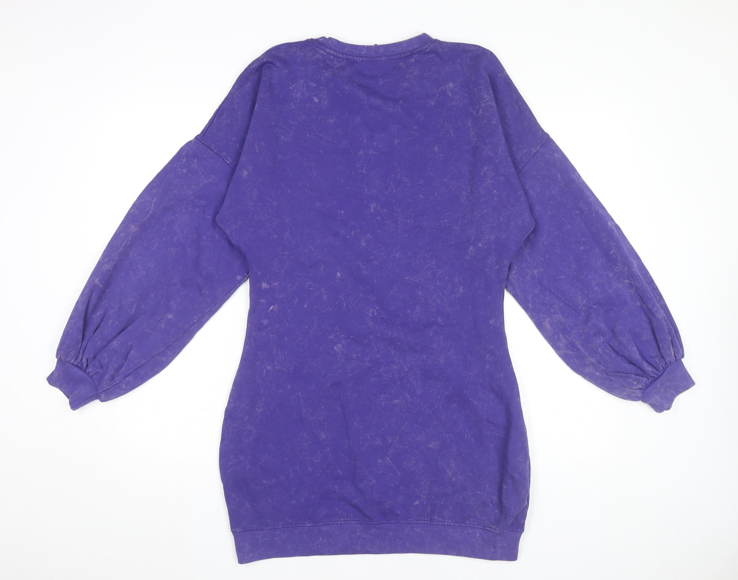 Boohoo Women Purple Size 16 Cotton Long Sleeve T-Shirt Dress