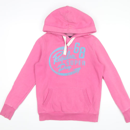 Superdry Women’s Pink Pullover Hoodie Size S Logo Hooded Sweatshirt