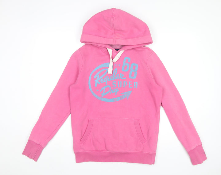 Superdry Women’s Pink Pullover Hoodie Size S Logo Hooded Sweatshirt