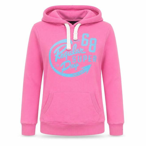 Superdry Women’s Pink Pullover Hoodie Size S Logo Hooded Sweatshirt